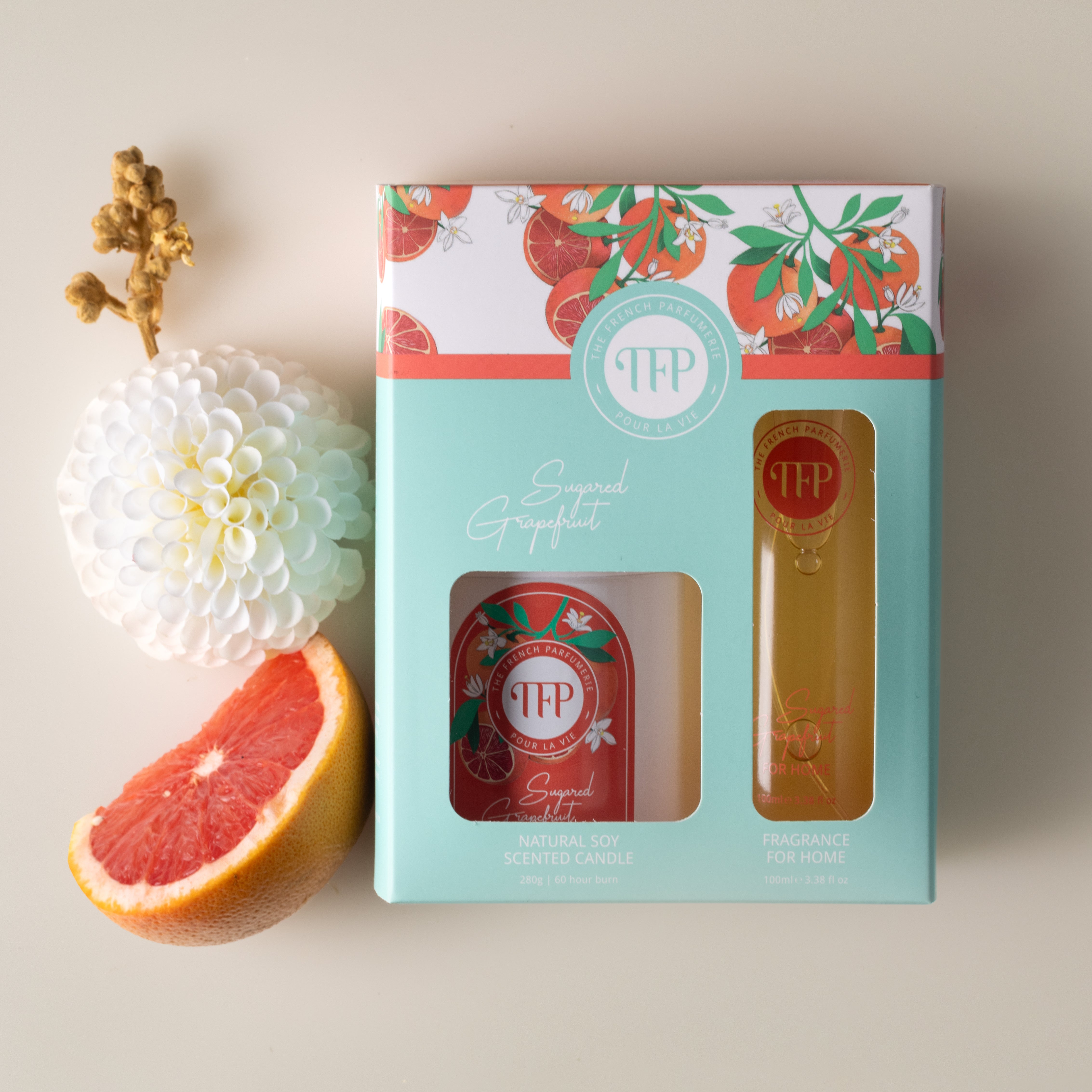 Candle and Room Spray Combo Box: Sugared Grapefruit